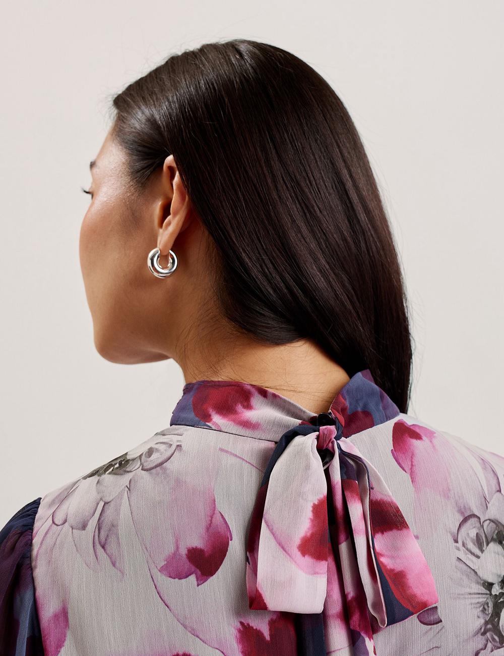 Navy Ted Baker ARACELY - Floral High Neck Long Sleeve Women Mini Dresses | Canada  BLU-817936