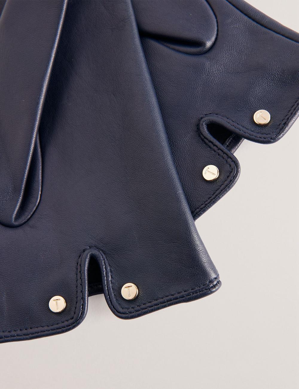 Navy Ted Baker ARLEOS - Leather Split Cuff Women Gloves | Canada  DSB-594837