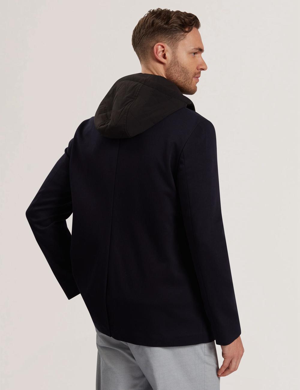 Navy Ted Baker ASHB - Jersey Blazer With Zip-Up Hooded Liner Men Blazers | Canada  PFX-931547
