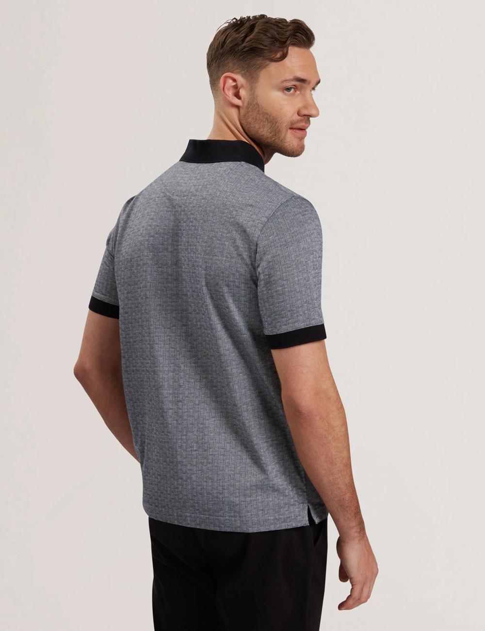 Navy Ted Baker AUGUSO - Textured Jacquard Cotton Men Polos Shirts | Canada  TPW-235768