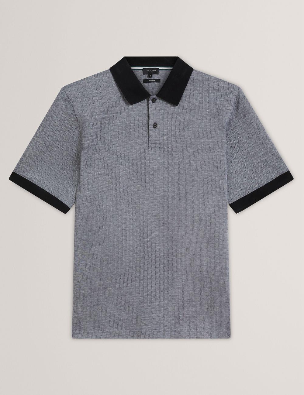 Navy Ted Baker AUGUSO - Textured Jacquard Cotton Men Polos Shirts | Canada  TPW-235768