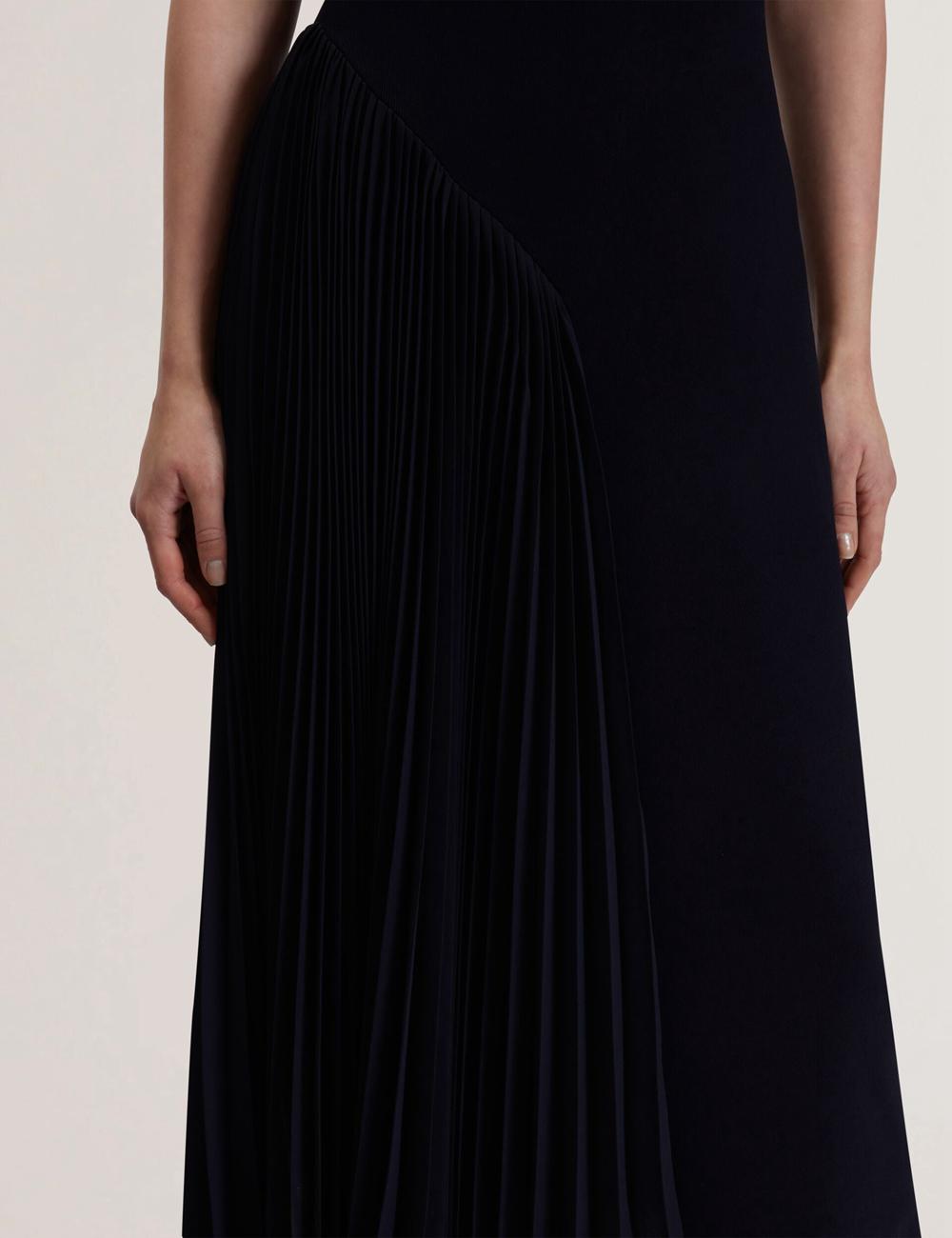 Navy Ted Baker AZZINA - Pleated Panel Sleeveless Knitted Women Midi Dresses | Canada  FXZ-198762