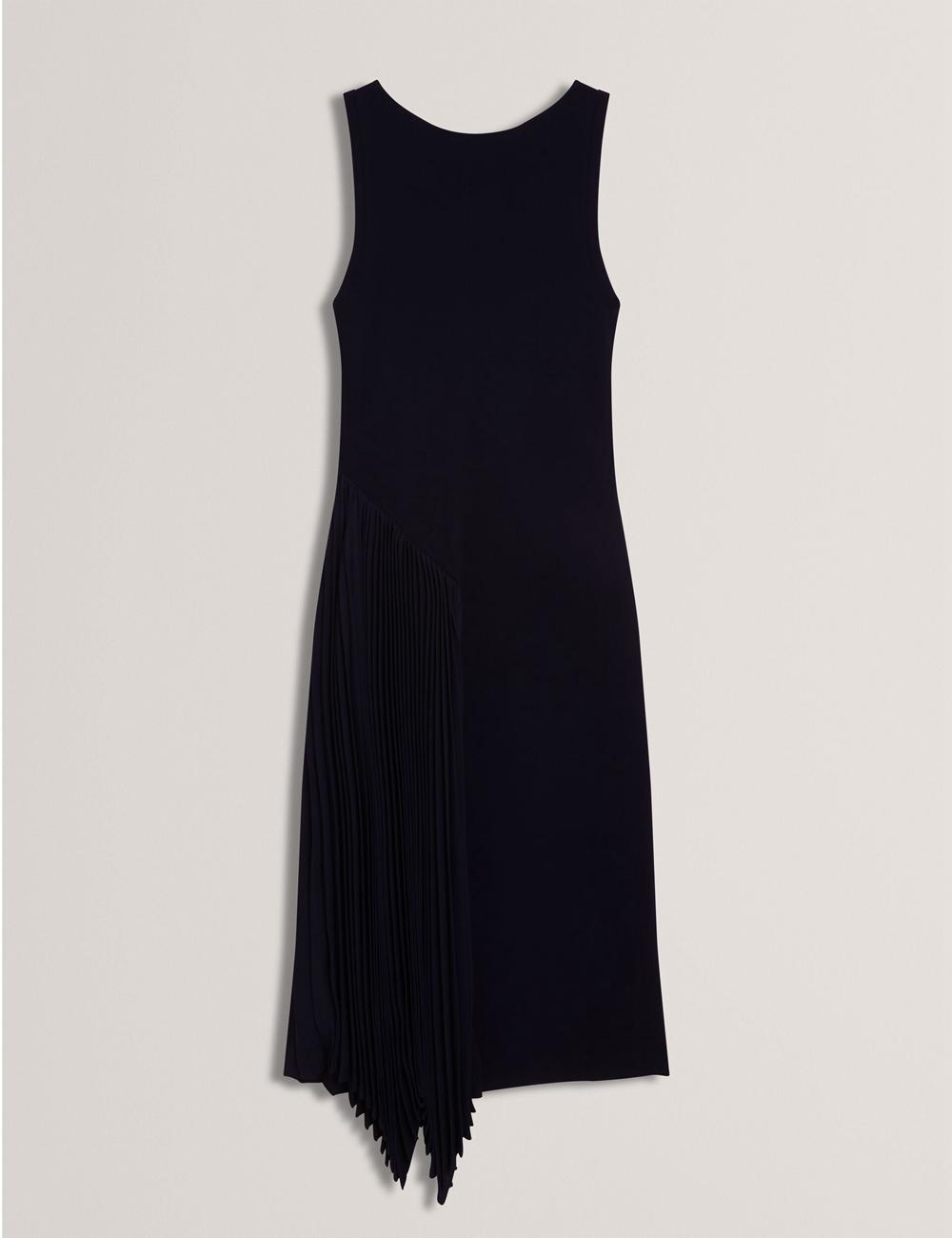 Navy Ted Baker AZZINA - Pleated Panel Sleeveless Knitted Women Midi Dresses | Canada  FXZ-198762