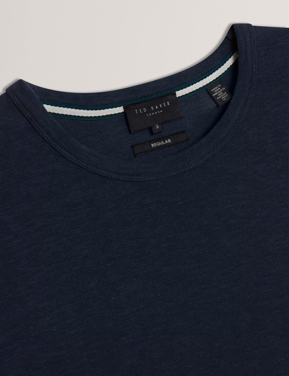 Navy Ted Baker BARTOL - Regular Cotton Linen Crew Neck Men T-Shirts | Canada  GLO-524693