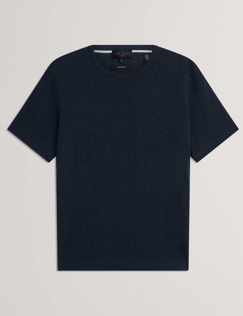 Navy Ted Baker BARTOL - Regular Cotton Linen Crew Neck Men T-Shirts | Canada  GLO-524693