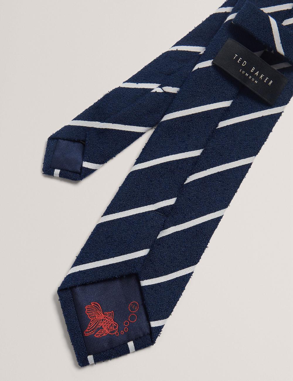 Navy Ted Baker CAMPSEA - Boucle Texture Solid Stripe Men Ties | Canada  EBO-068913
