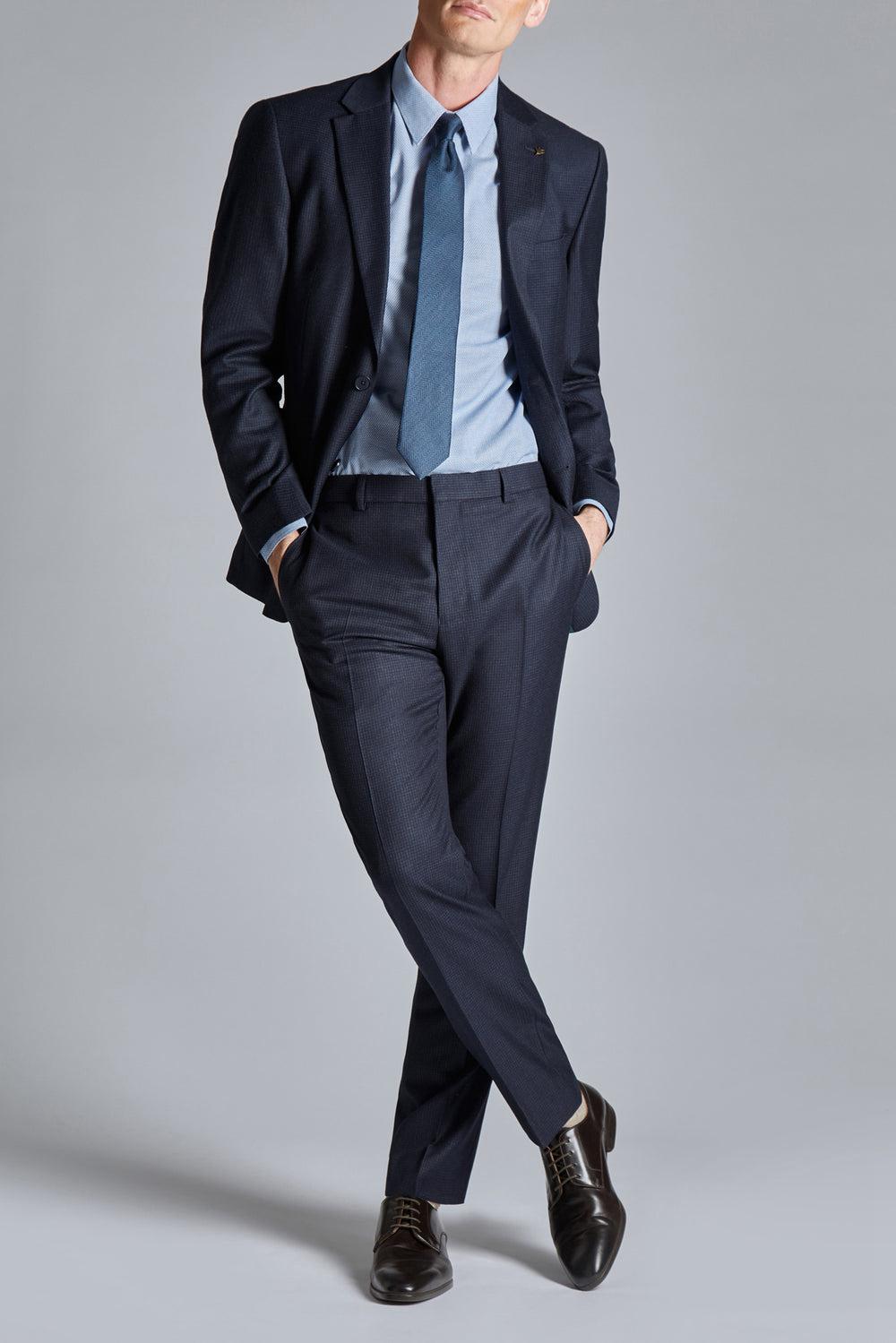 Navy Ted Baker CANISTS - Grid Check Regular Fit Suit Men Trousers | Canada  DZP-608124