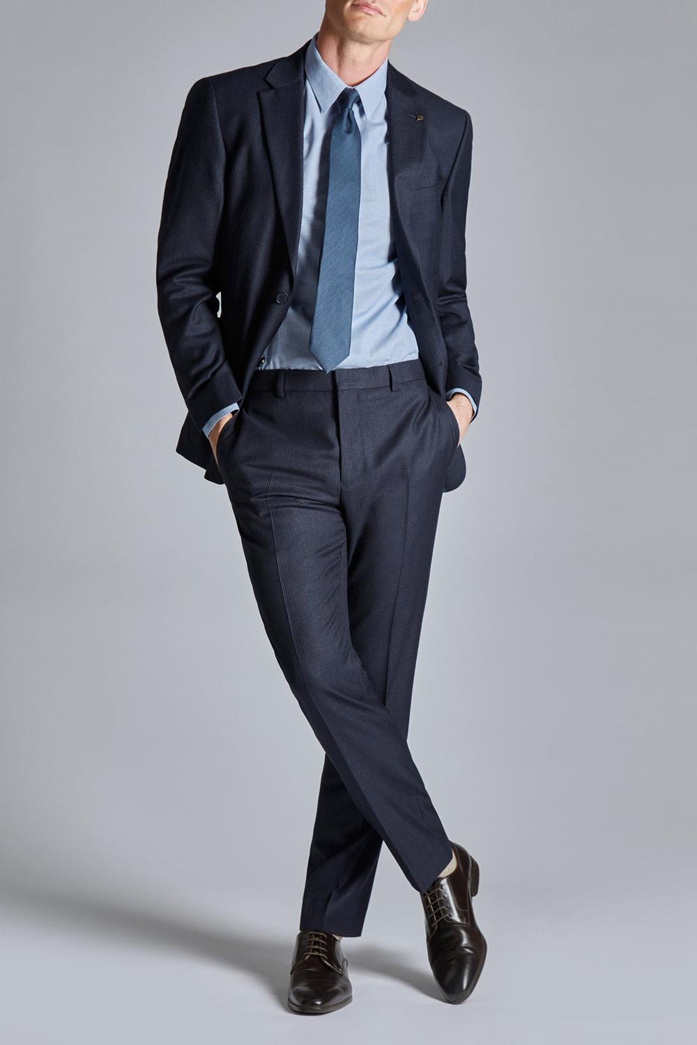 Navy Ted Baker CANISTS - Grid Check Regular Fit Suit Men Trousers | Canada  DZP-608124