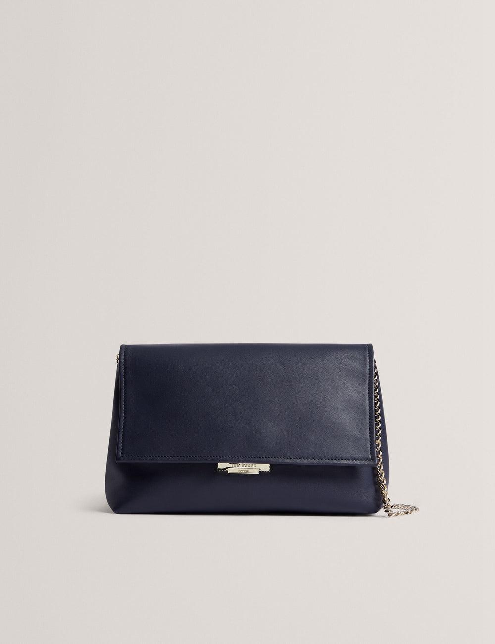 Navy Ted Baker DEMAE - Leather Fold Over Chain Women Shoulder Bags | Canada  BSE-670231