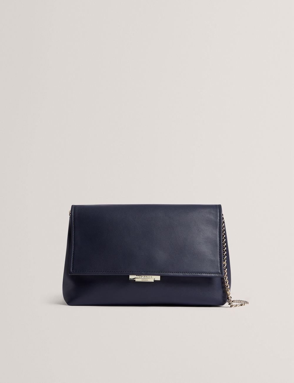 Navy Ted Baker DEMAE - Leather Fold Over Chain Women Shoulder Bags | Canada  BSE-670231