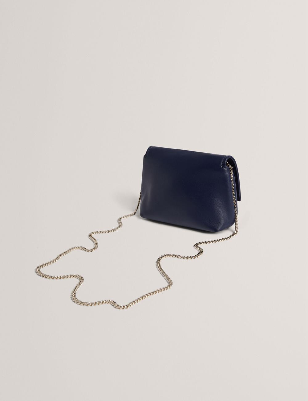 Navy Ted Baker DEMNI - Mini Leather Fold Over Chain Women Crossbody Bags | Canada  SLX-305967