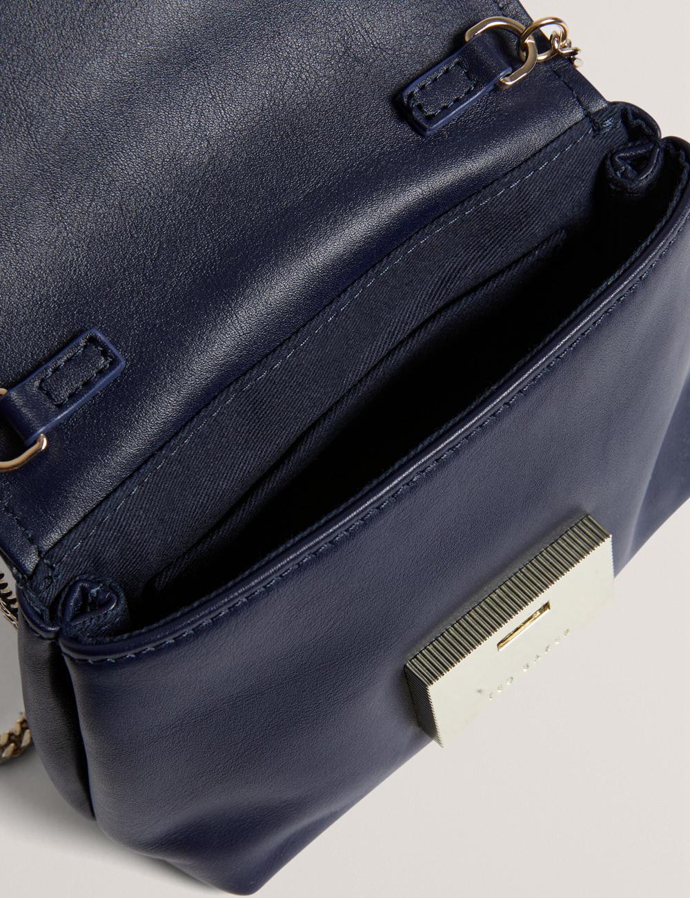 Navy Ted Baker DEMNI - Mini Leather Fold Over Chain Women Crossbody Bags | Canada  SLX-305967