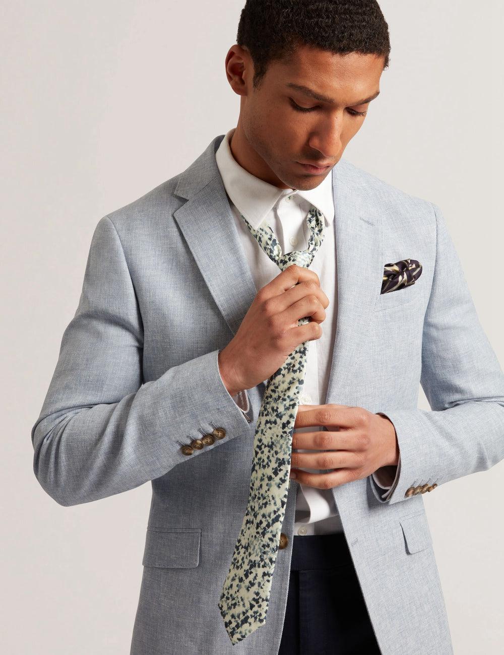 Navy Ted Baker ELMSTED - Blurred Floral Print Silk Men Ties | Canada  YKF-427903