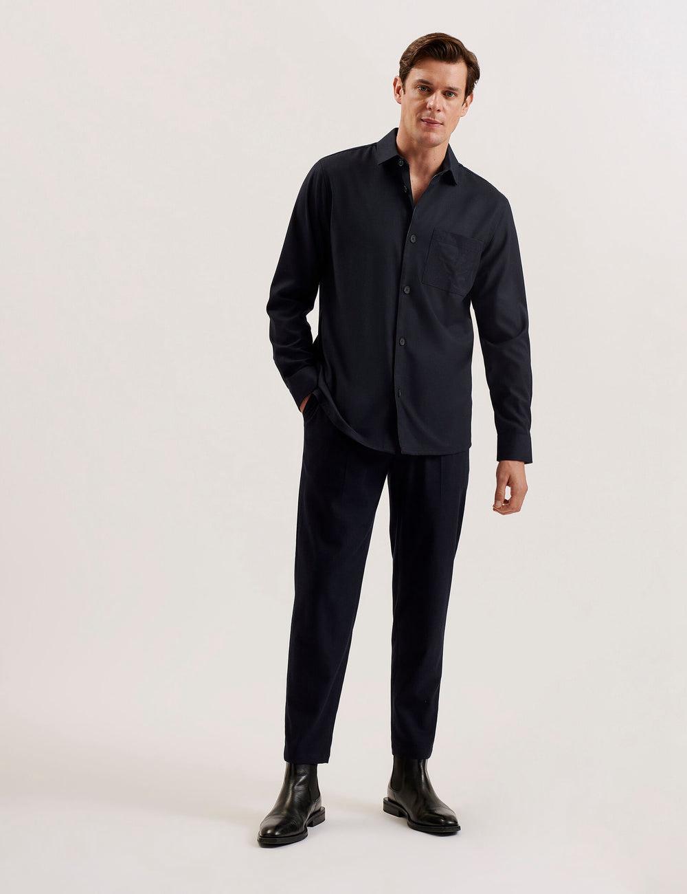 Navy Ted Baker GAIUS - Wool Blend With Pocket Detail Men Casual Shirts | Canada  ZIH-697853