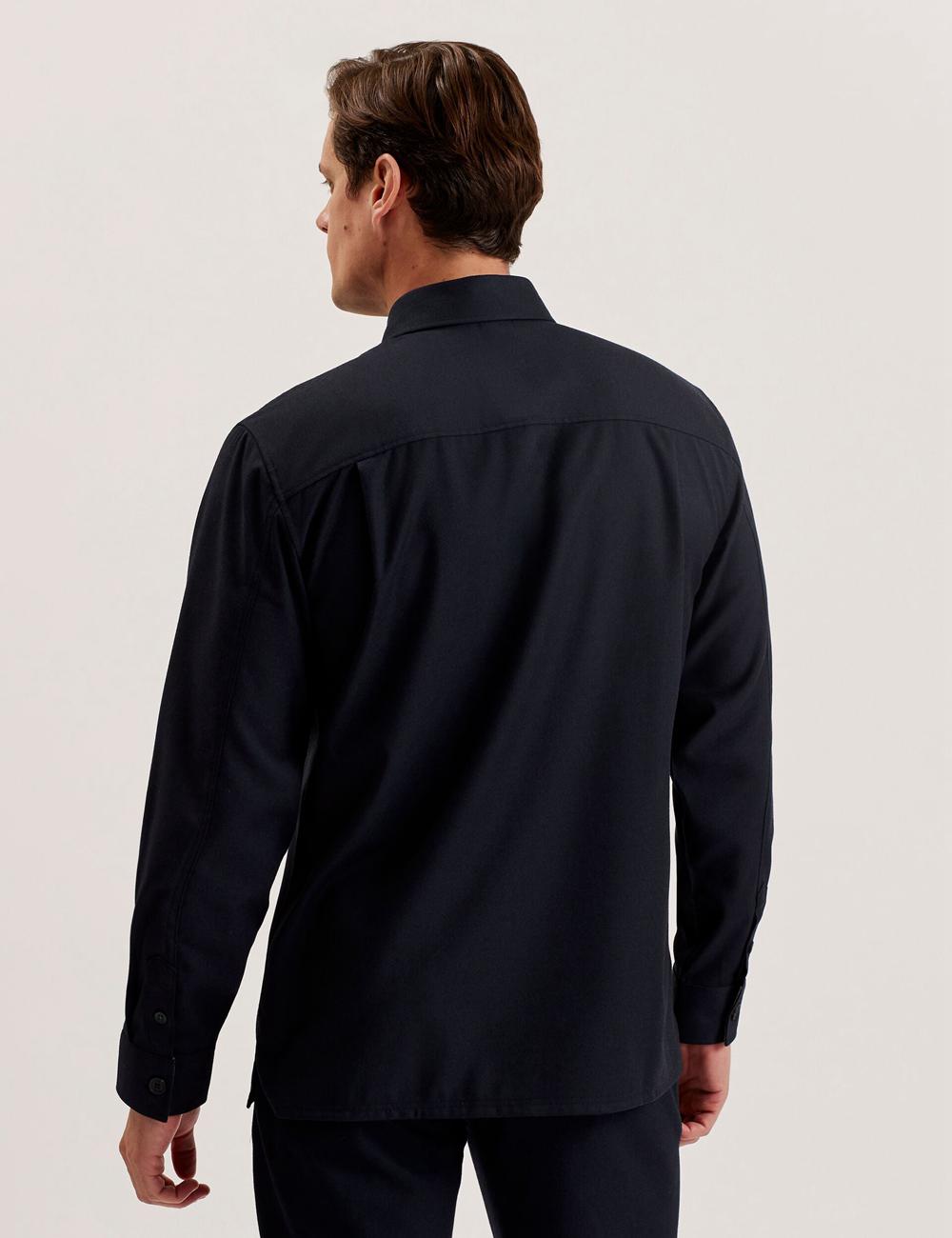 Navy Ted Baker GAIUS - Wool Blend With Pocket Detail Men Casual Shirts | Canada  ZIH-697853