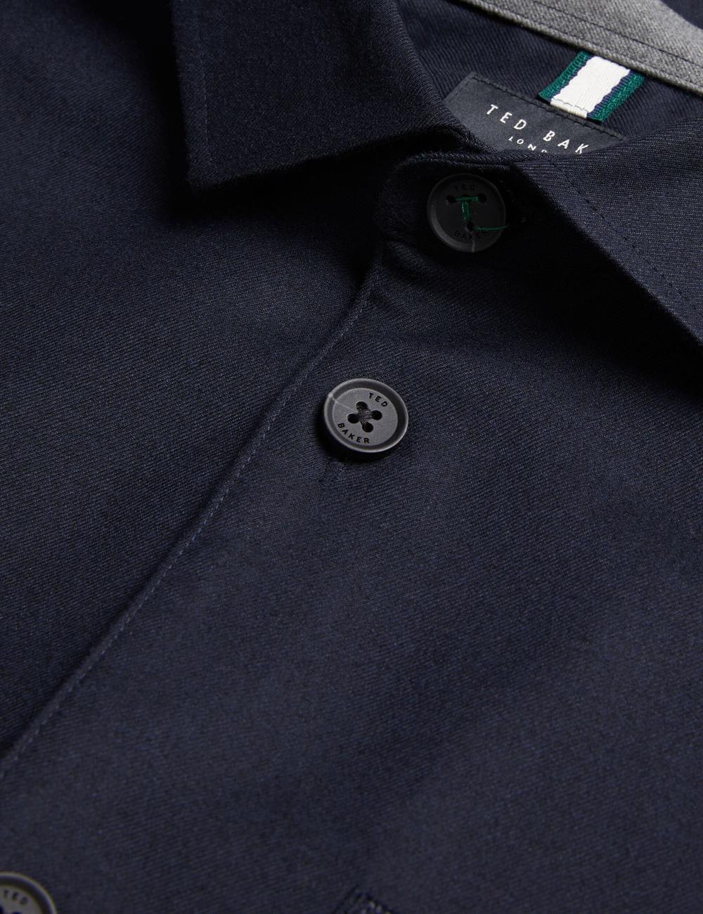 Navy Ted Baker GAIUS - Wool Blend With Pocket Detail Men Casual Shirts | Canada  ZIH-697853