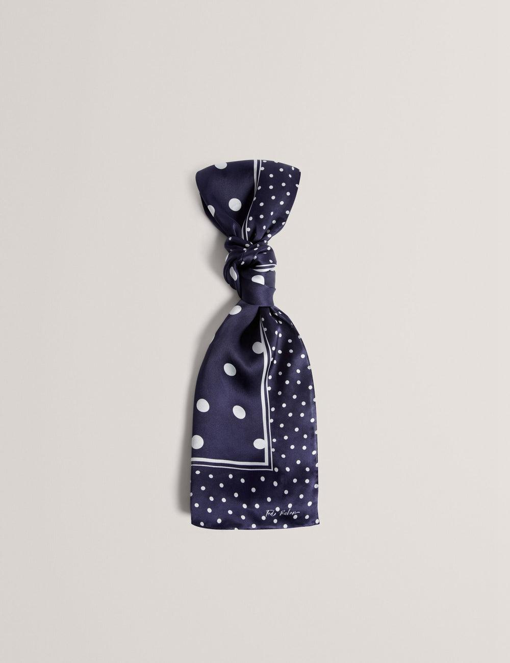 Navy Ted Baker GILLS - Polka Dot Print Long Satin Silk Women Scarves | Canada  MEO-038179