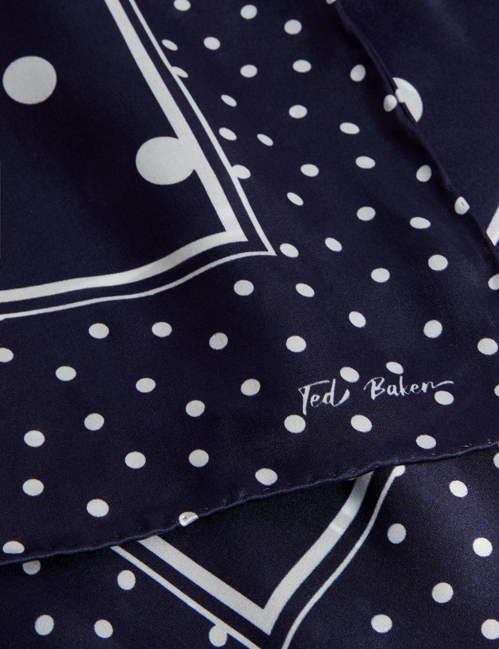 Navy Ted Baker GILLS - Polka Dot Print Long Satin Silk Women Scarves | Canada  MEO-038179