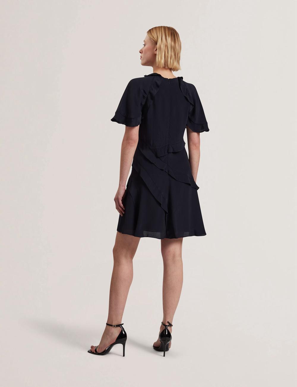 Navy Ted Baker JOJII - Frill Trim Angel Sleeve Women Mini Dresses | Canada  FDM-198207