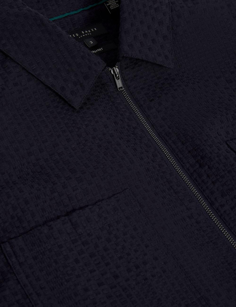 Navy Ted Baker KAILINS - Long Sleeve Zip-Through Cotton Overshirt Men Overshirts | Canada  UHY-573182