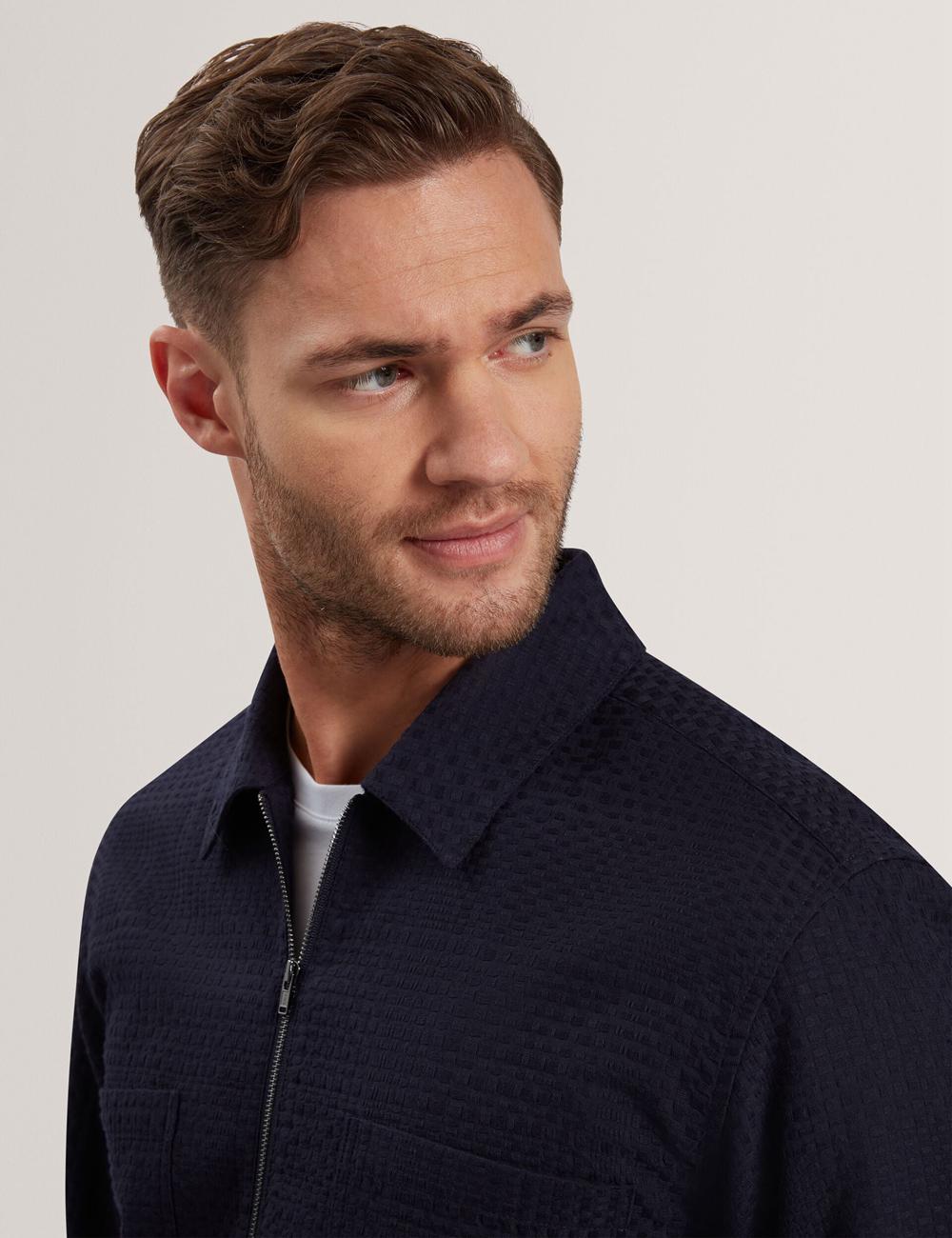 Navy Ted Baker KAILINS - Long Sleeve Zip-Through Cotton Overshirt Men Overshirts | Canada  UHY-573182
