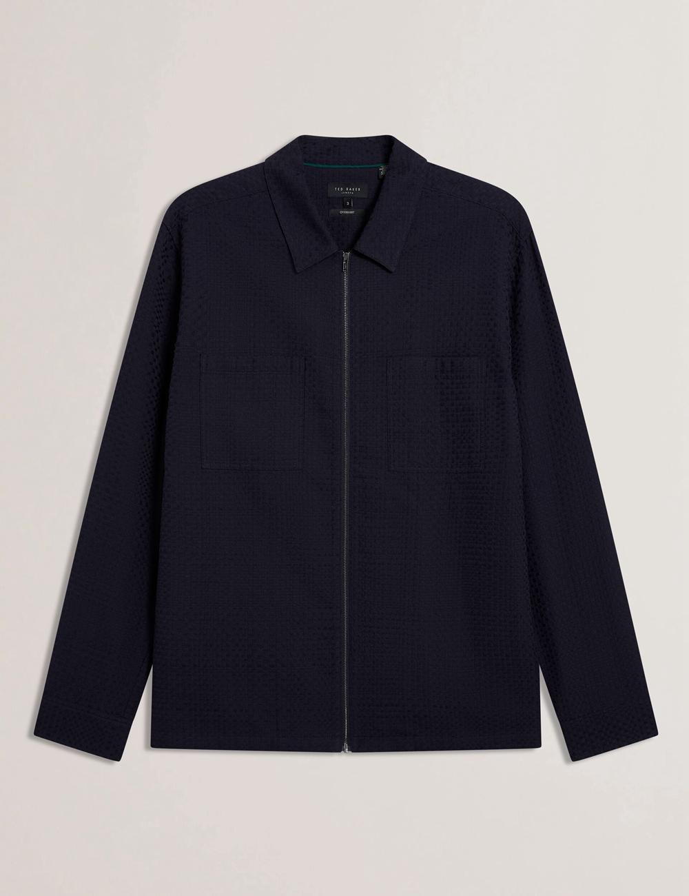 Navy Ted Baker KAILINS - Long Sleeve Zip-Through Cotton Overshirt Men Overshirts | Canada  UHY-573182