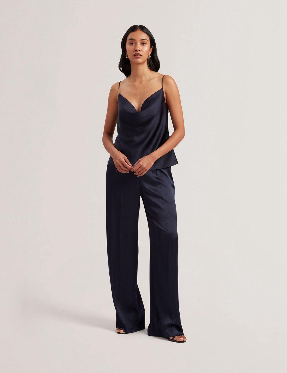 Navy Ted Baker KITI - Satin Cowl Neck Strappy Cami Women Tops | Canada  OAN-185936