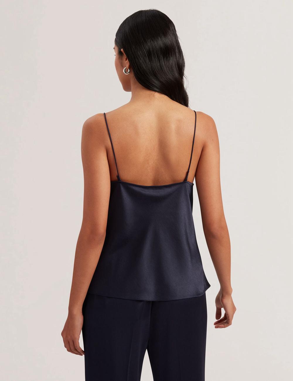 Navy Ted Baker KITI - Satin Cowl Neck Strappy Cami Women Tops | Canada  OAN-185936