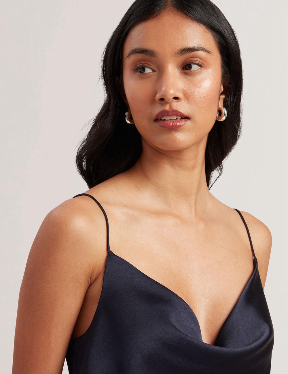 Navy Ted Baker KITI - Satin Cowl Neck Strappy Cami Women Tops | Canada  OAN-185936