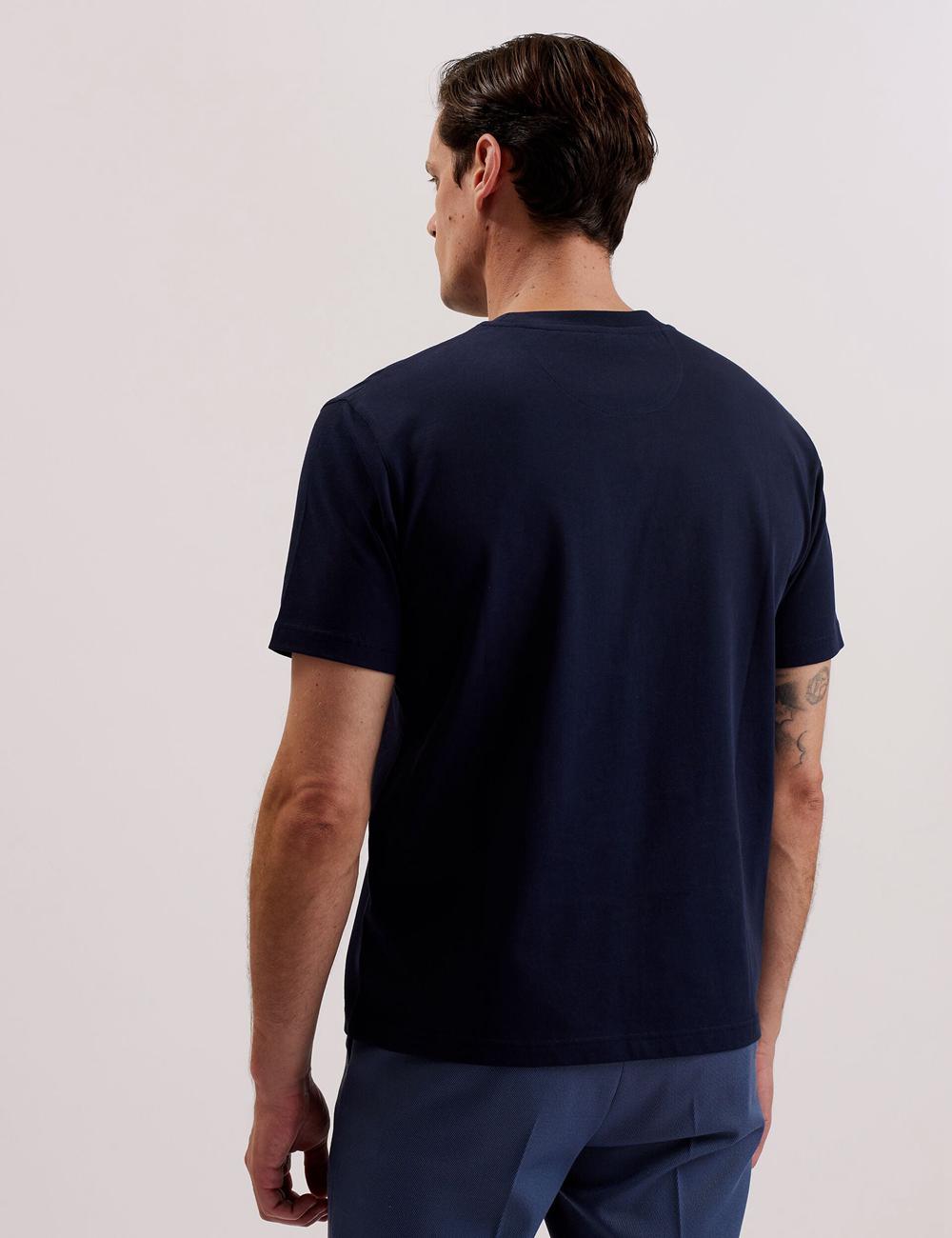 Navy Ted Baker KORNKA - Short Sleeve Relaxed Fit Cotton Men T-Shirts | Canada  NCU-015732