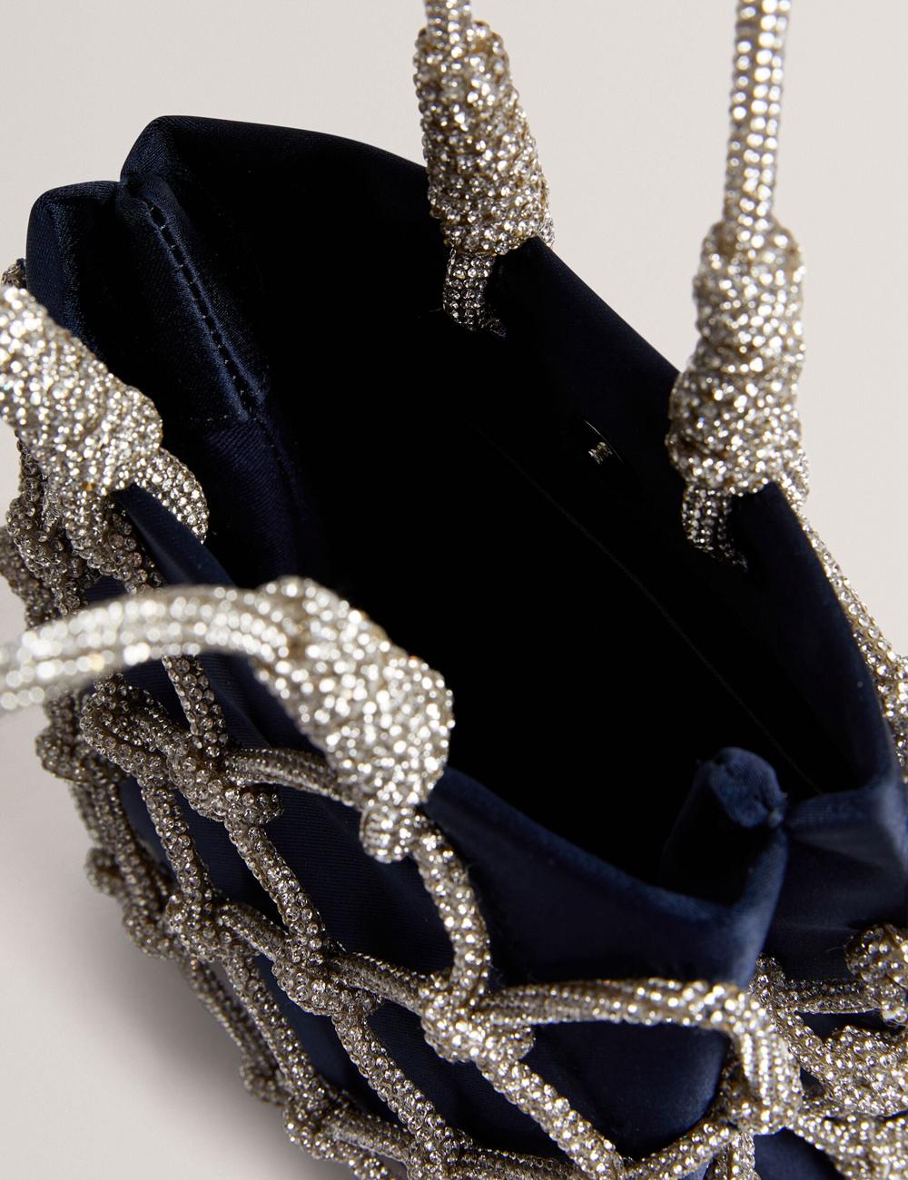 Navy Ted Baker KYLIA - Crystal Cage Satin Mini Women Shoulder Bags | Canada  HJF-957216