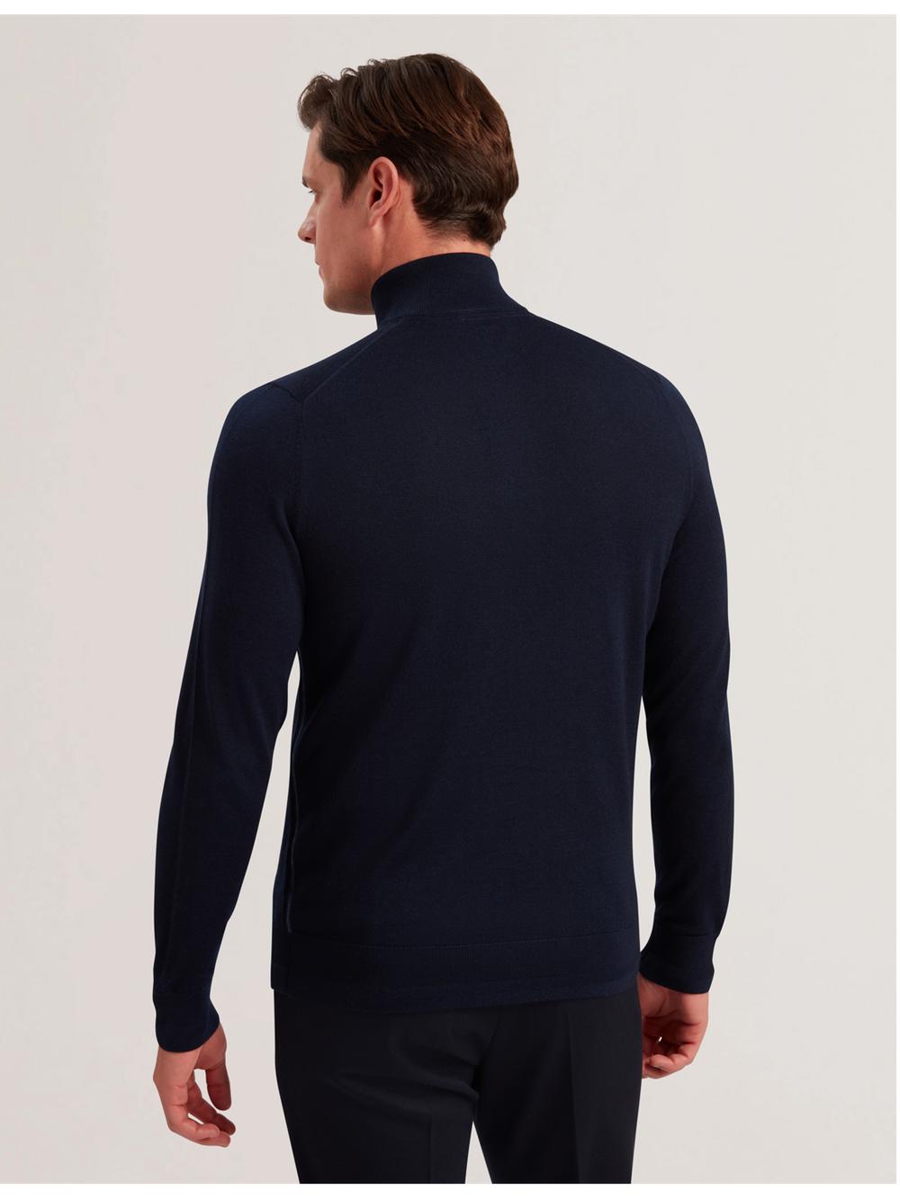 Navy Ted Baker LIMEHAS - Wool Quarter Zip Funnel Neck Sweater Men Jumpers | Canada  ZTW-192834