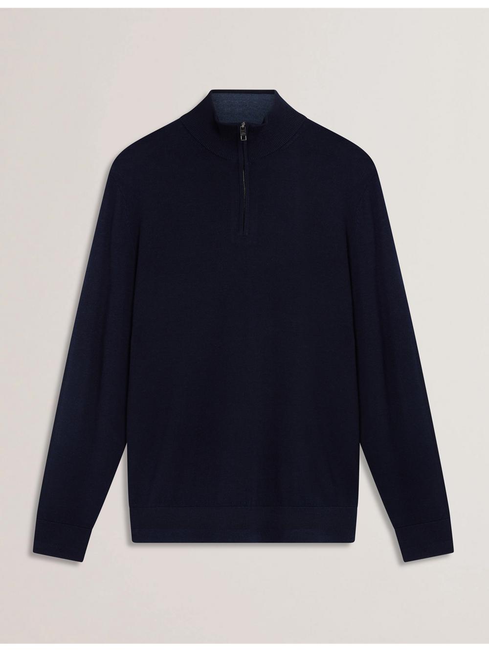 Navy Ted Baker LIMEHAS - Wool Quarter Zip Funnel Neck Sweater Men Jumpers | Canada  ZTW-192834