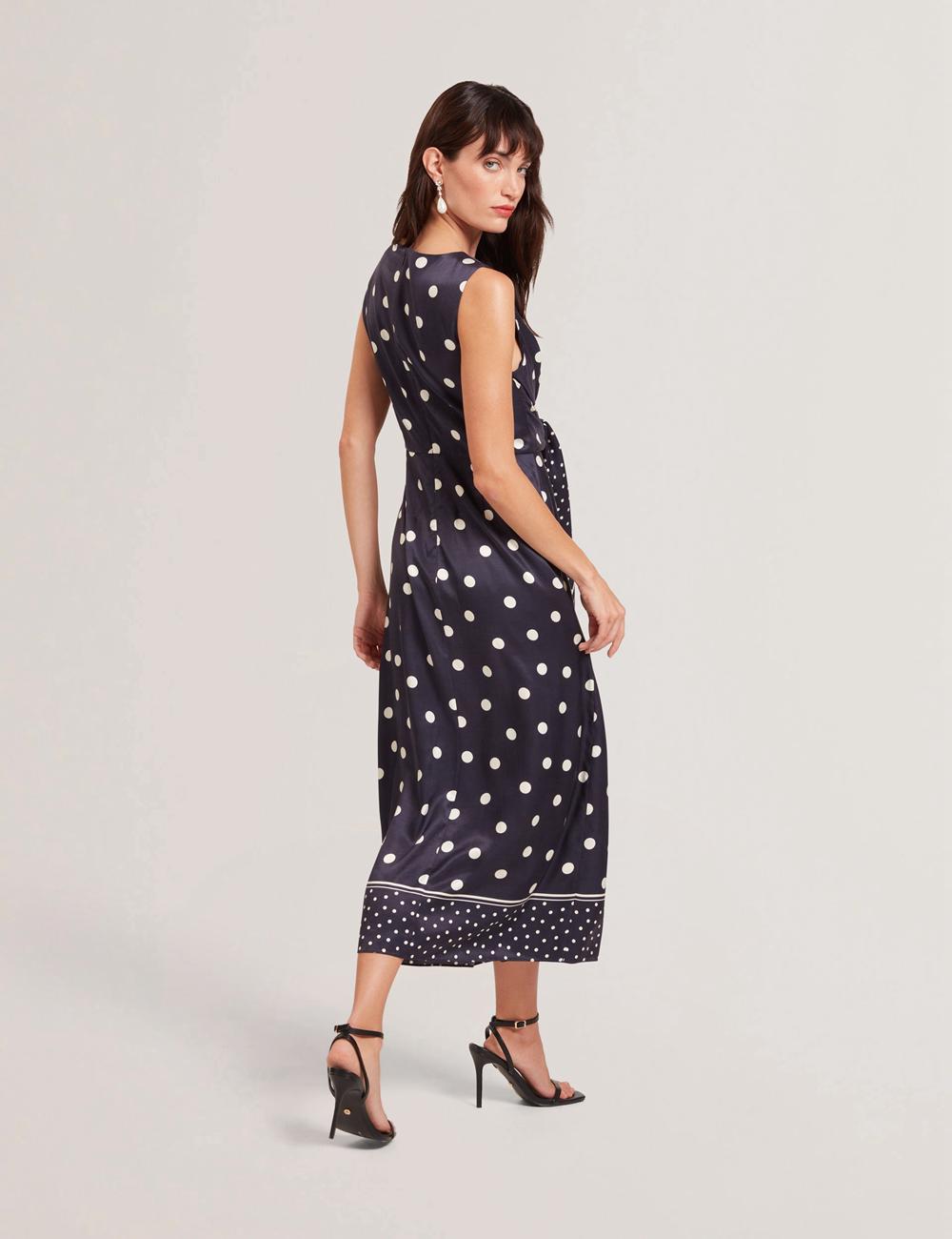 Navy Ted Baker MALMOA - Polka Dot Detail Column Women Midi Dresses | Canada  JMR-578642