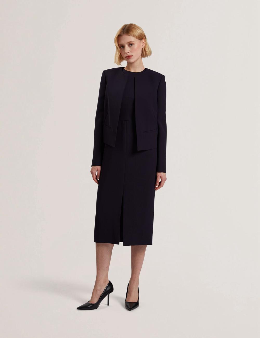 Navy Ted Baker MANABJL - Tailored Round Neck Cropped Open Women Jackets | Canada  CDA-694805