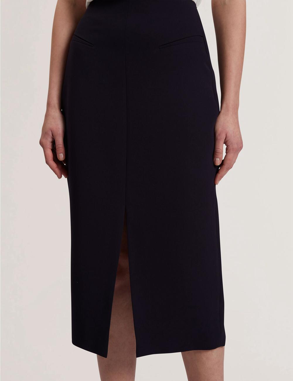 Navy Ted Baker MANABSL - Tailored Midi Pencil Skirt With Front Split Women Midi Skirts | Canada  TKH-254680