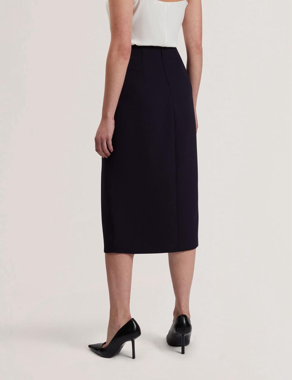 Navy Ted Baker MANABSL - Tailored Midi Pencil Skirt With Front Split Women Midi Skirts | Canada  TKH-254680
