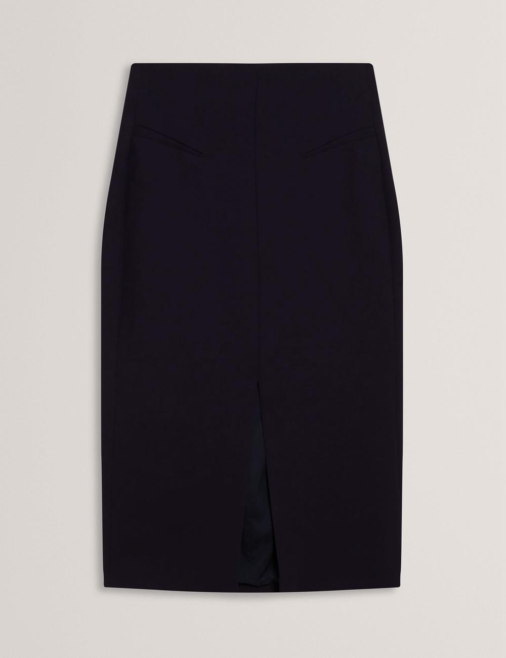 Navy Ted Baker MANABSL - Tailored Midi Pencil Skirt With Front Split Women Midi Skirts | Canada  TKH-254680