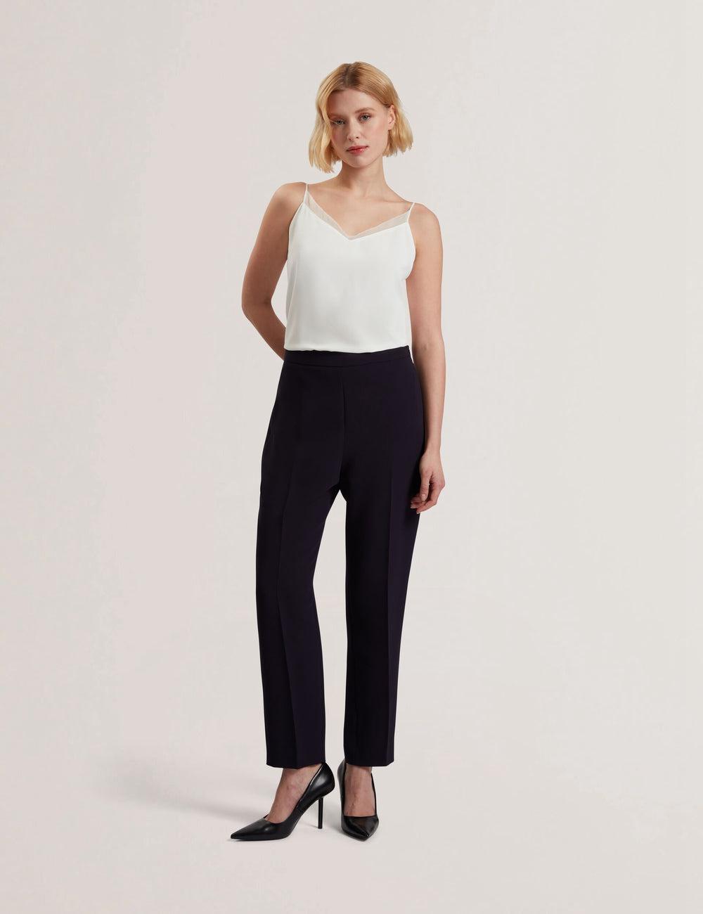 Navy Ted Baker MANABTL - High Waist Tapered Leg Tailored Women Trousers | Canada  NPM-845912