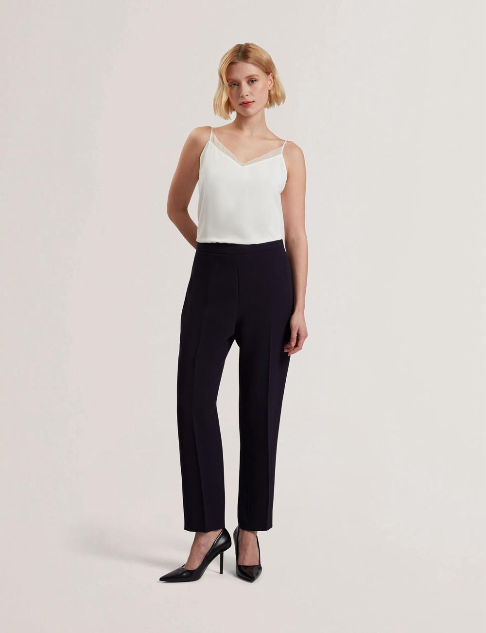 Navy Ted Baker MANABTL - High Waist Tapered Leg Tailored Women Trousers | Canada  NPM-845912