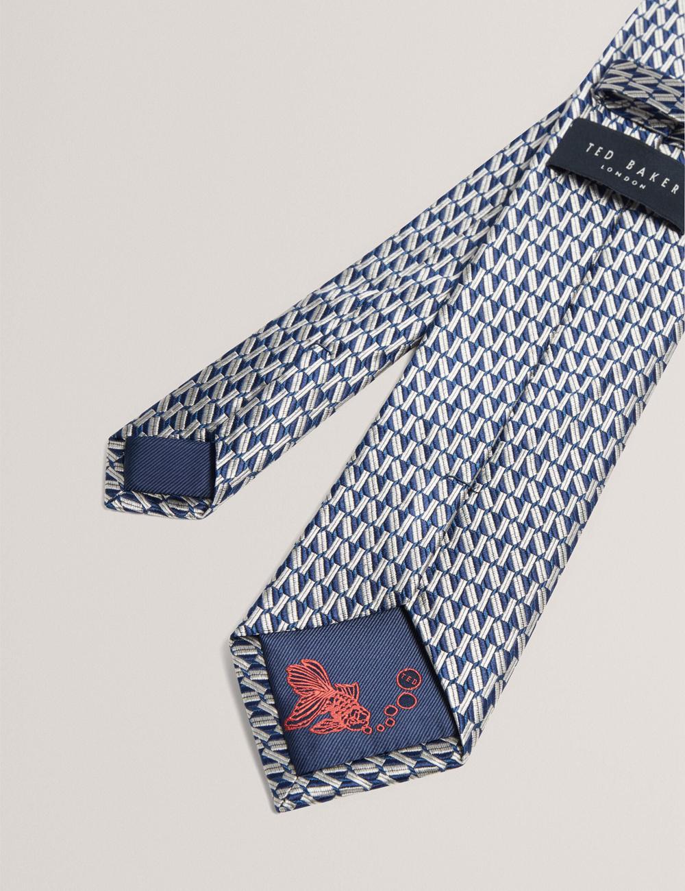 Navy Ted Baker MILAK - Geometric Pattern Silk Men Ties | Canada  IJF-798230