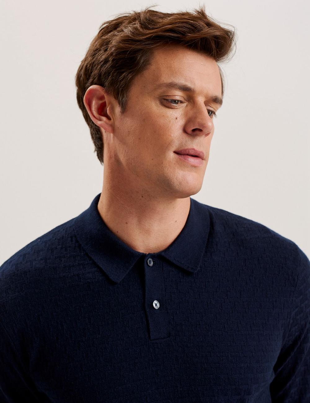 Navy Ted Baker MORAR - T Knit Long Sleeve Top Men Jumpers | Canada  VWC-167938