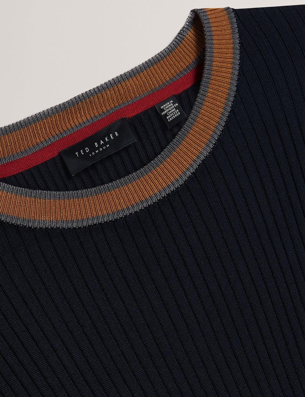 Navy Ted Baker NAYOR - Long Sleeve Rayon Ribbed Crew Neck Men Jumpers | Canada  XDE-640519