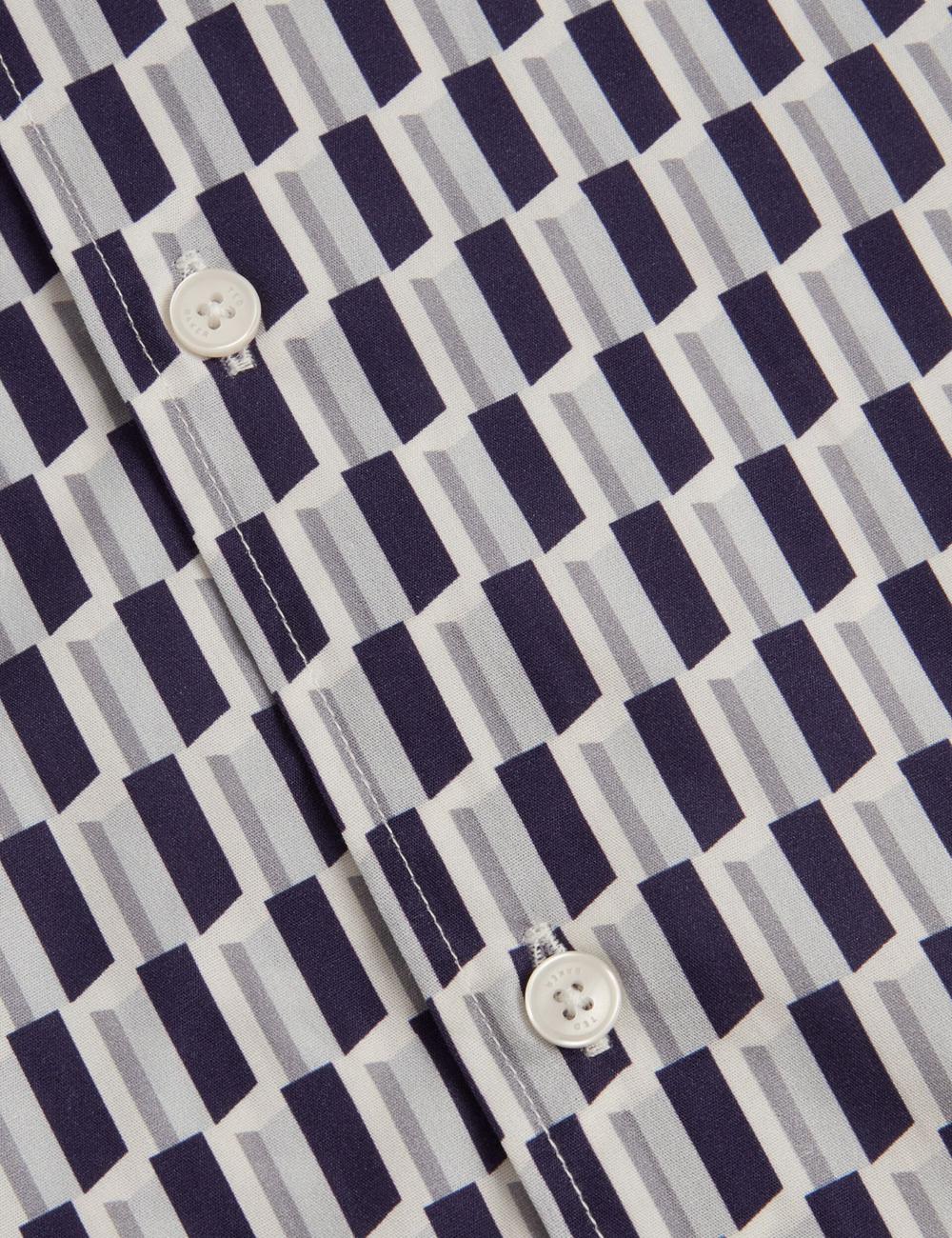 Navy Ted Baker PEARSOS - Geo Print Short Sleeve Cotton Men Casual Shirts | Canada  MDQ-175809