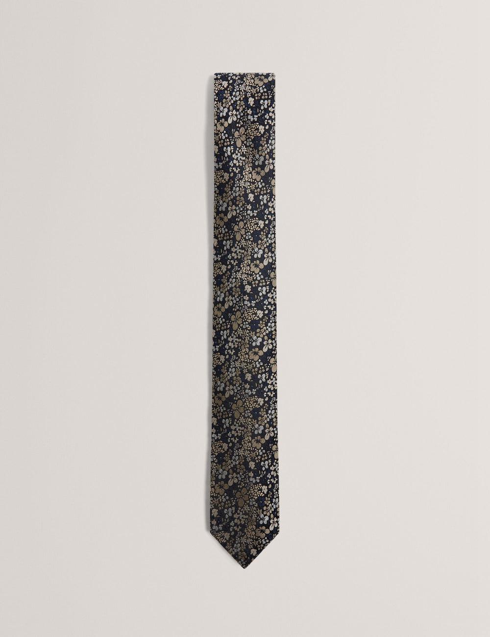 Navy Ted Baker PEATYS - Scattered Floral Print Silk Men Ties | Canada  XUQ-651048
