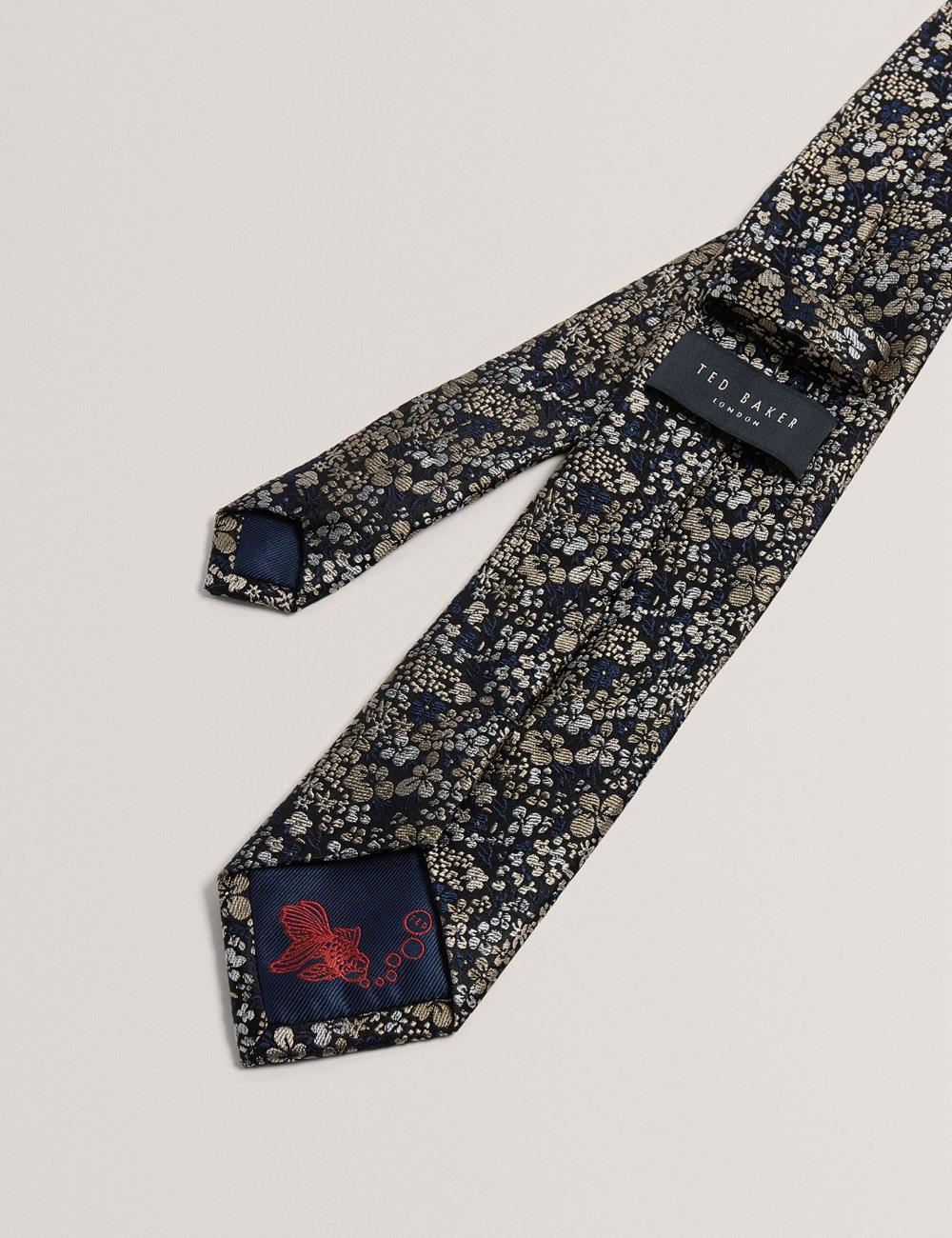 Navy Ted Baker PEATYS - Scattered Floral Print Silk Men Ties | Canada  XUQ-651048