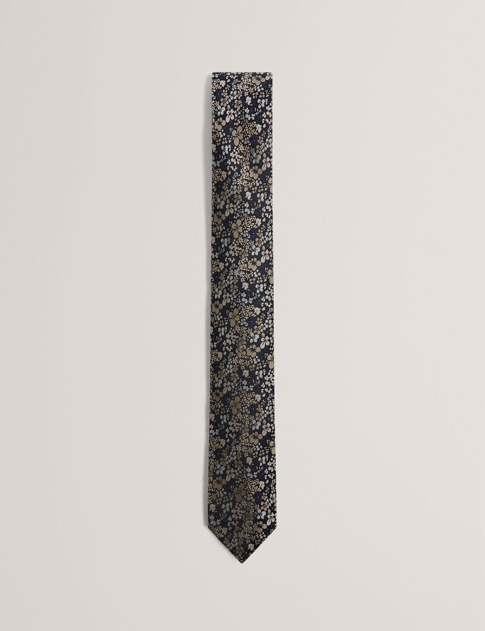 Navy Ted Baker PEATYS - Scattered Floral Print Silk Men Ties | Canada  XUQ-651048