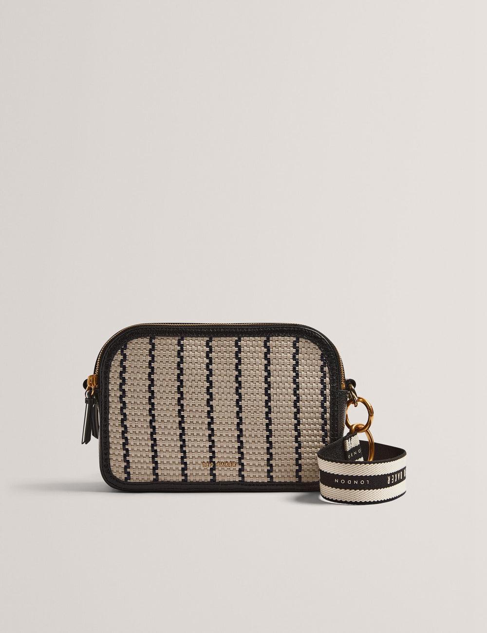 Navy Ted Baker RIVEA - Woven Panel Faux Leather Camera Women Camera Bag | Canada  FKC-621495