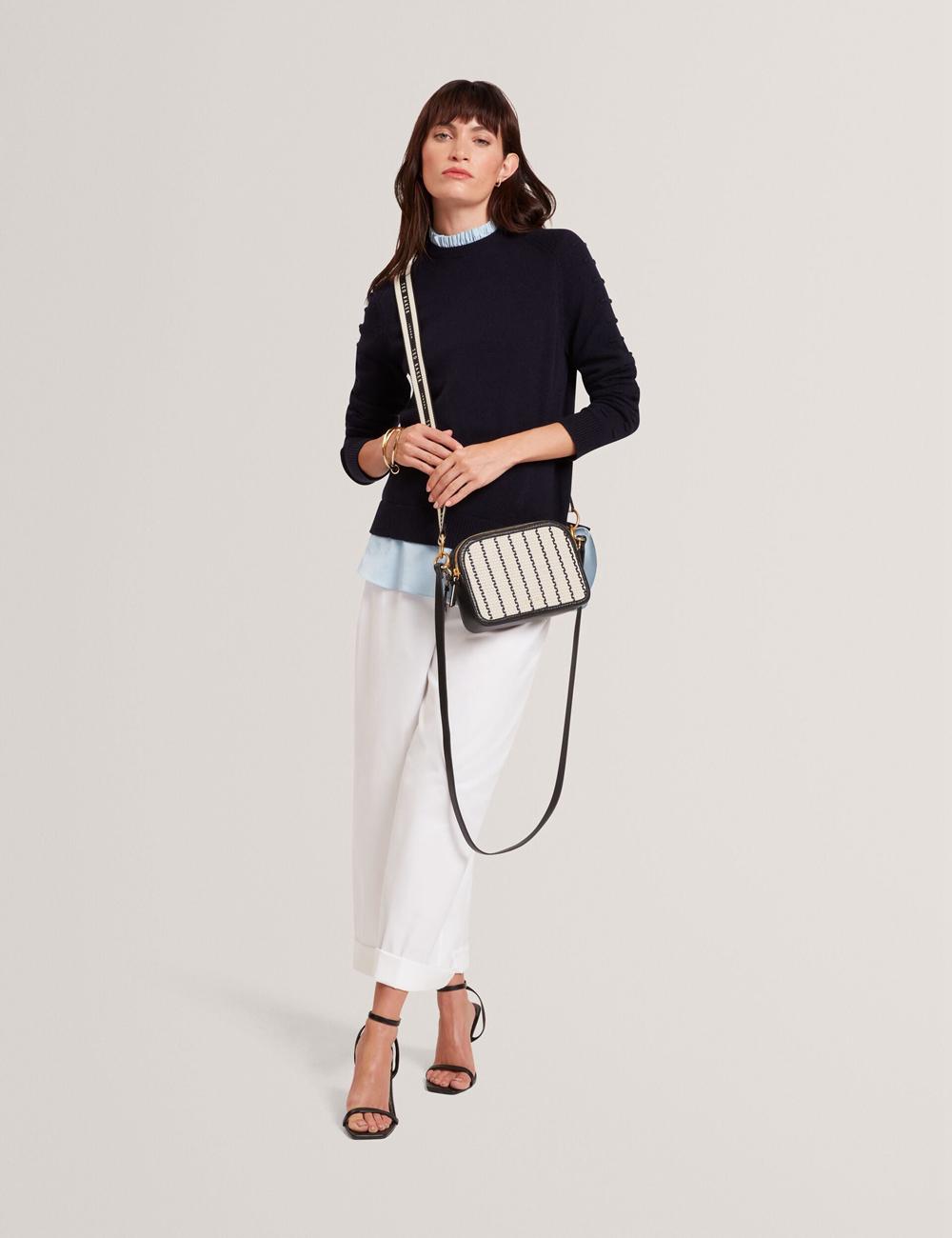 Navy Ted Baker RIVEA - Woven Panel Faux Leather Camera Women Camera Bag | Canada  FKC-621495