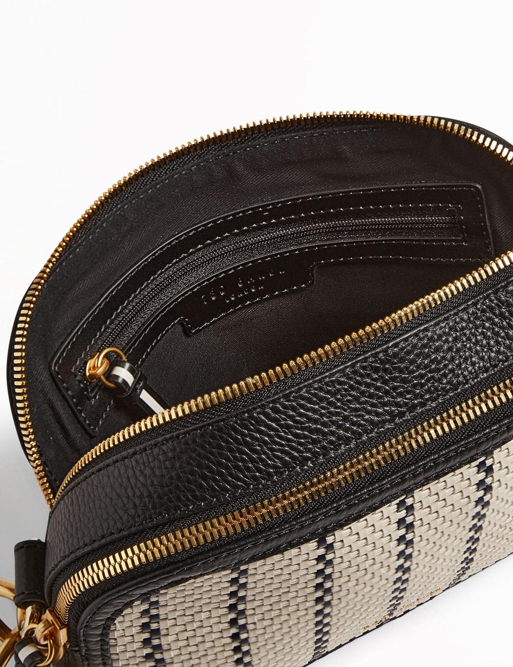 Navy Ted Baker RIVEA - Woven Panel Faux Leather Camera Women Camera Bag | Canada  FKC-621495